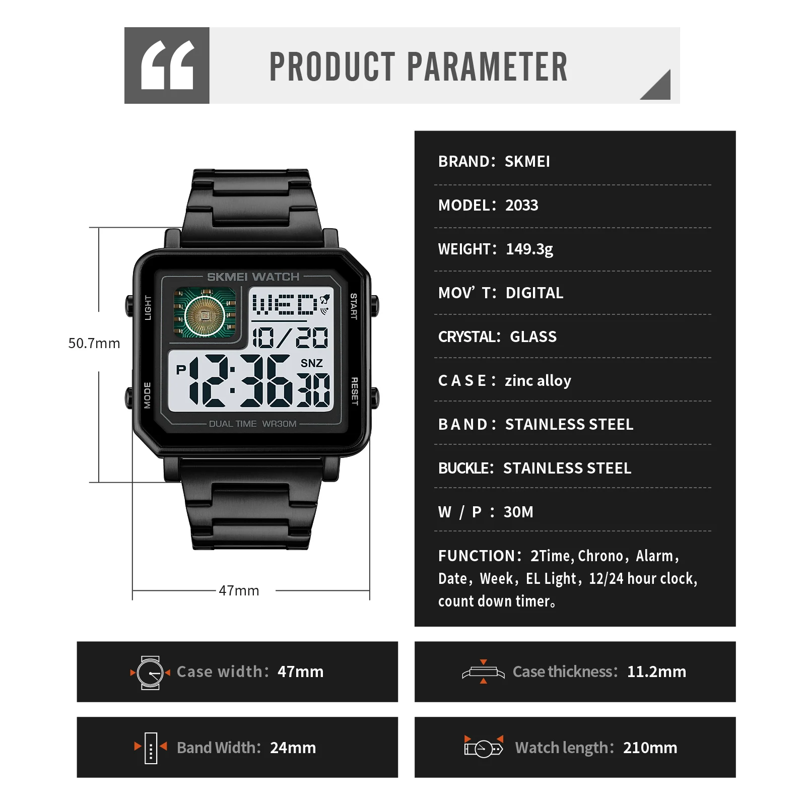 SKMEI Fashion Men Watch Full Steel Digital Sport Watch 2Time Waterproof Calendar Alarm Clock Luxury Military Wristwatch For Men