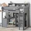 Bunk Beds Twin Loft Bed, Desk & Wardrobe, Solid Wood Loft Bed with Desk and Multiple Shelves, High Loft Bed Frame with Bookcase 1