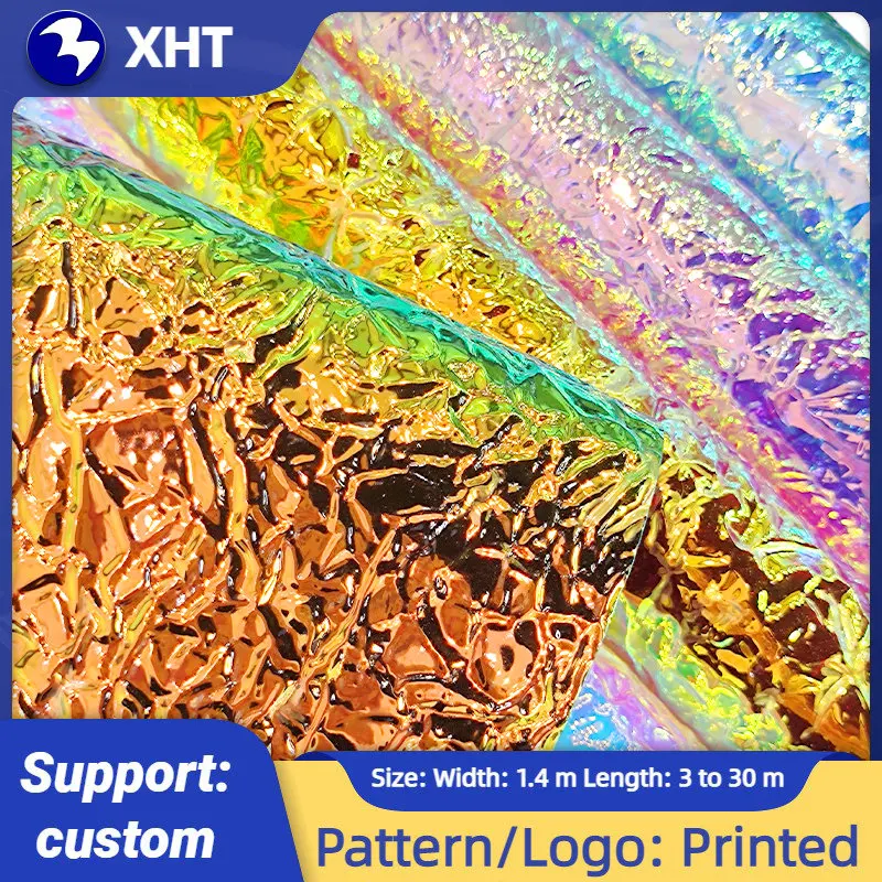 

30x135cm Iridescent Embossed Holographic Sewing Synthetic Leather for Making Bag Decoration Earring Shoe DIY Craft