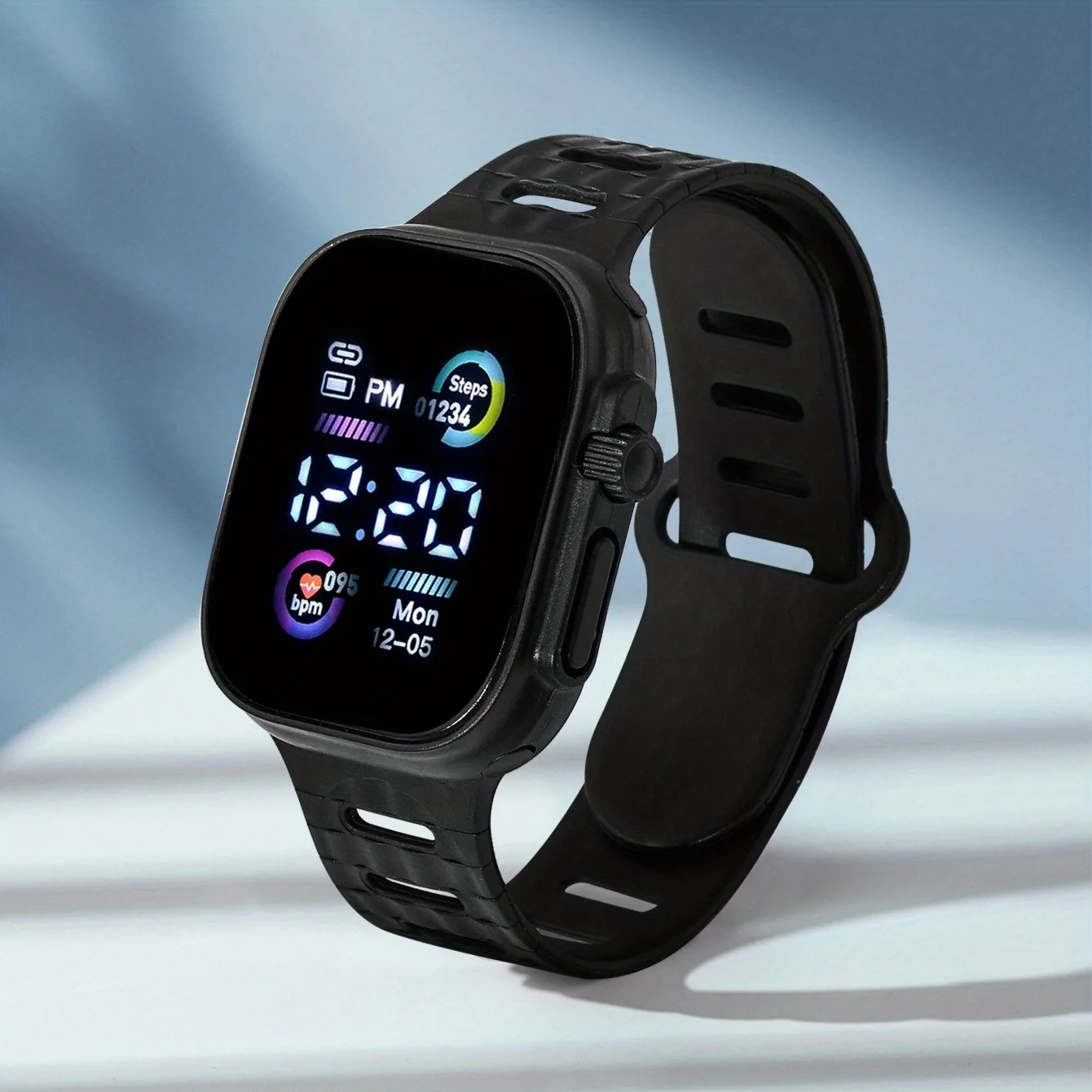 Digital display square LED electronic watch for children