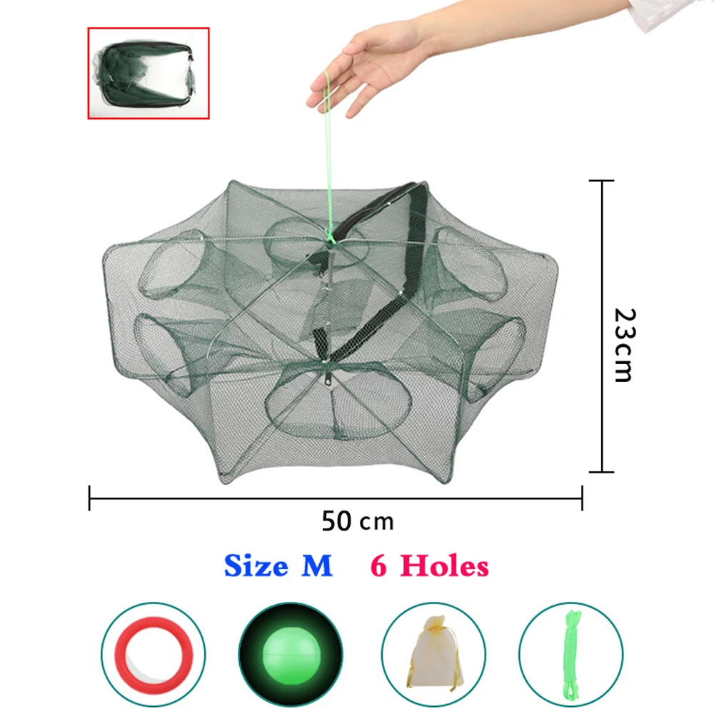 Enhanced Fishing Net with Automatic Folding Trap Mechanism for Crayfish, Crab, Shrimp, and Smelt