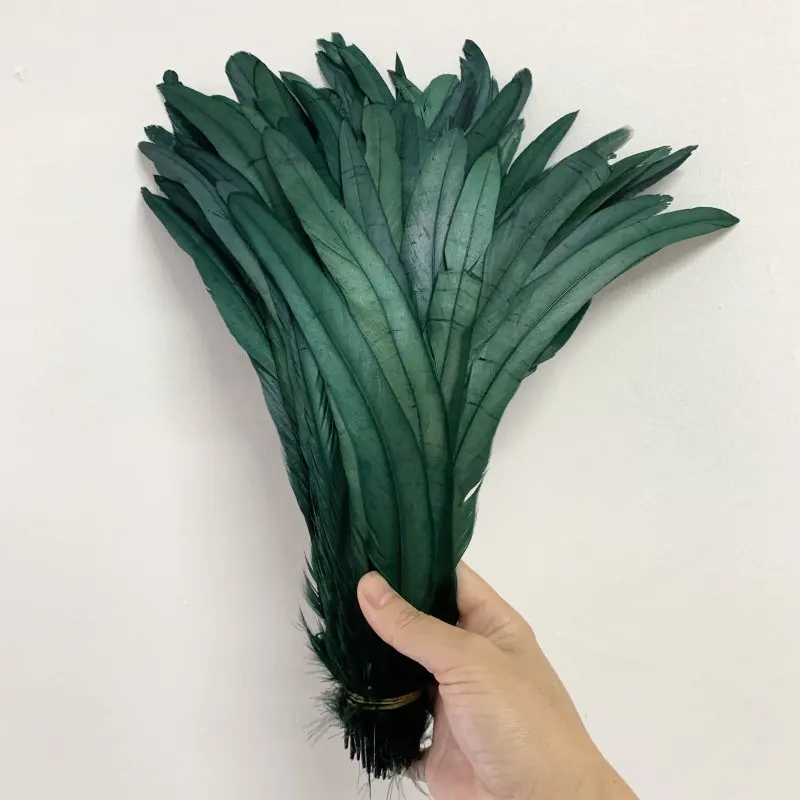 Rooster Feathers 100pcs 25-45cm Natural Blackish Green Beige DIY Cock Clothing Jewelry Accessories Party