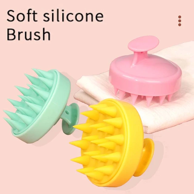 Brosse à shampoing en silicone portable, brosse de massage du cuir chevelu  rond et doux, brosse de bain, brosse de douche à cheveux, peigne de soin  des cheveux