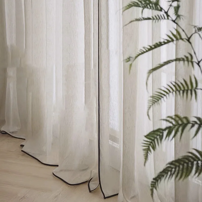 

Window Voile Curtain Chiffon Tulle Sheer Drapes Balcony Transparent for Living Room Bedroom slot top 100WX160H(CM)