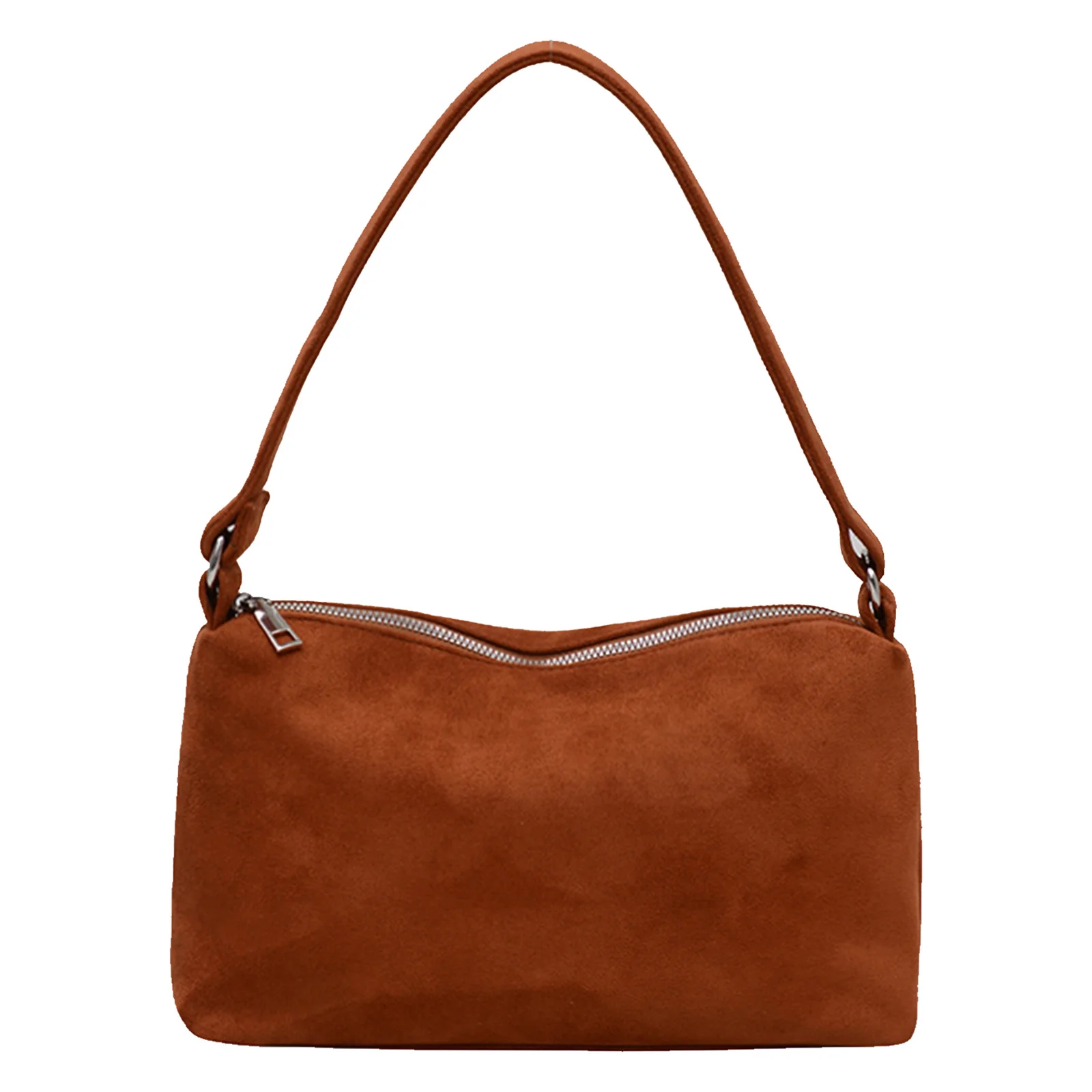 Suede Small Square Bag Zipper Closure Simple Underarm Bag Stylish Armpit Bag Travel Date Shopping Handbag