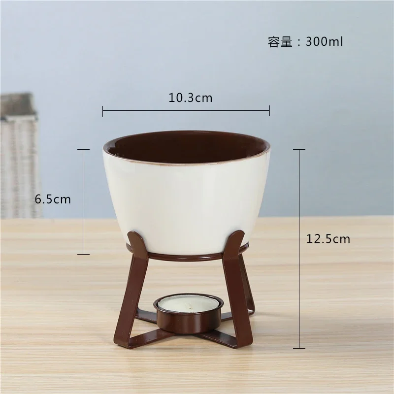 Ceramic hot chocolate pot, chocolate color cheese fondue pot