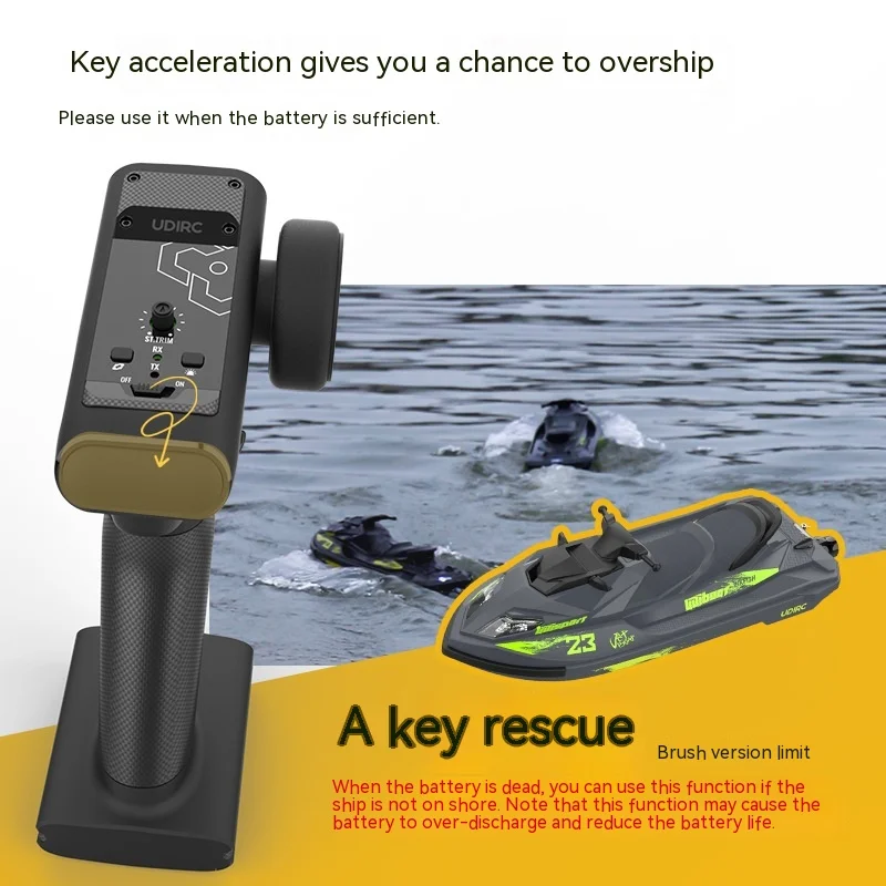 Rc Boat Udi923 Brushless Remote Control Speedboat One Click Capsizing Water-Cooled Light Remote Control Motorboat Toy Boy Gift 6