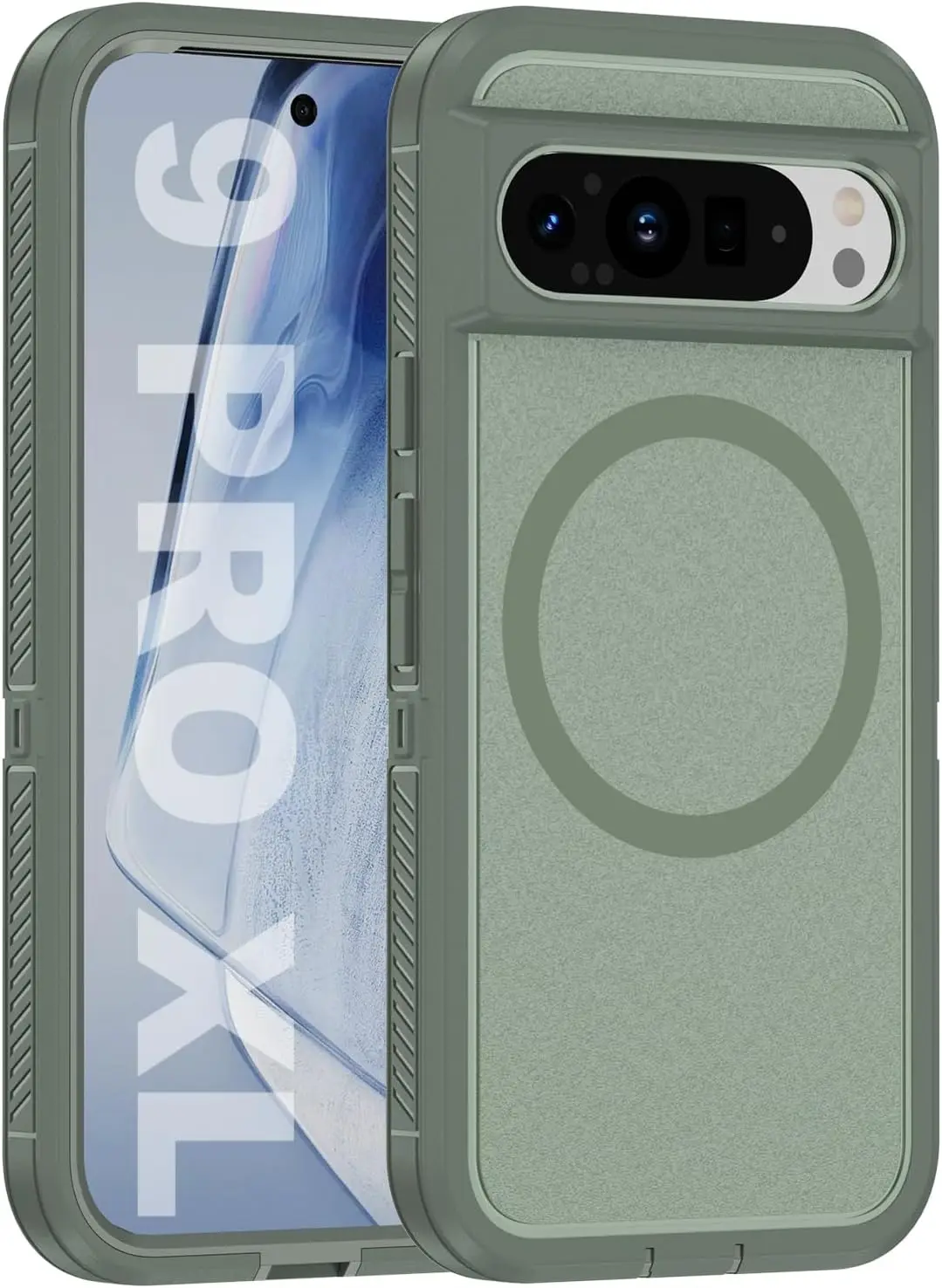 Shockproof Military Grade Armor MagSafe Case with Magnetic Charging and Rugged Bumper Back Cover