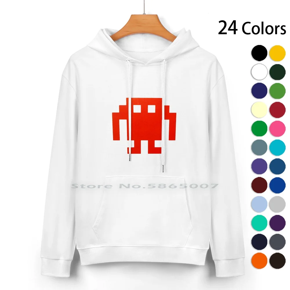 Divertente Space Invader Felpa Con Cappuccio In Puro Cotone Maglione 24 Colori Space Invader Robot 100% Cotone Felpa Con Cappuccio Per Donna Uomo Unis