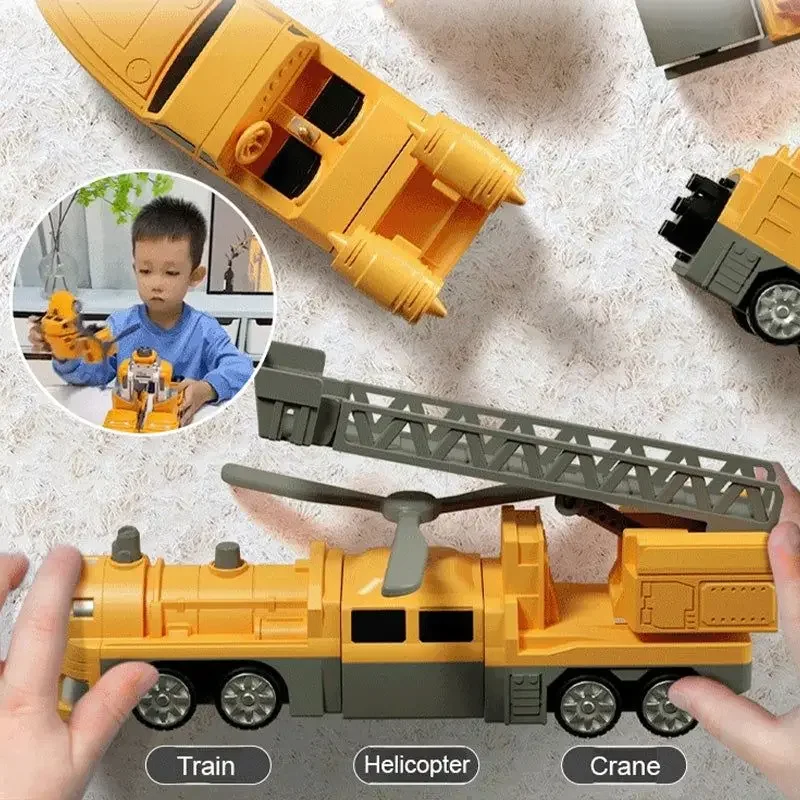 Transform Engineering Car Magnetic Assembled Toys Vehicle Detachable Assembly Robot DIY Kids Assembly Engineering Collection Toy