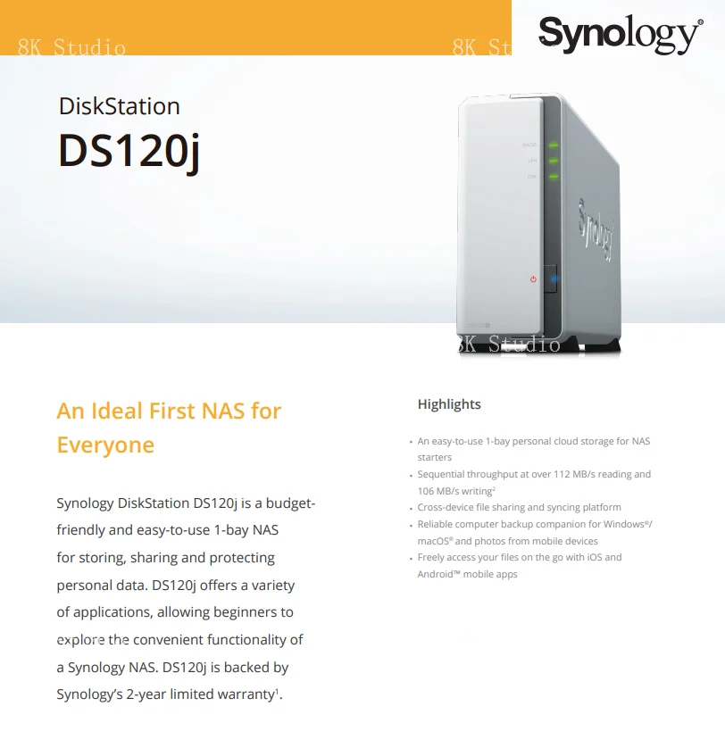 Synology diskstation DS120j 1ベイnas 512メガバイトのDDR3 ram ...