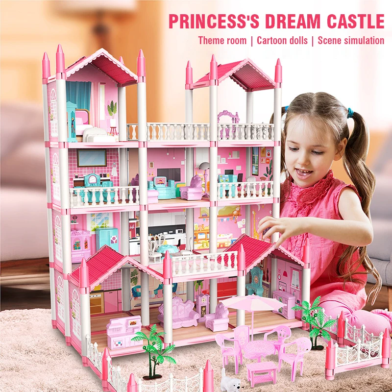 Plastic Doll House Toy for Kids with Furniture and Accessories