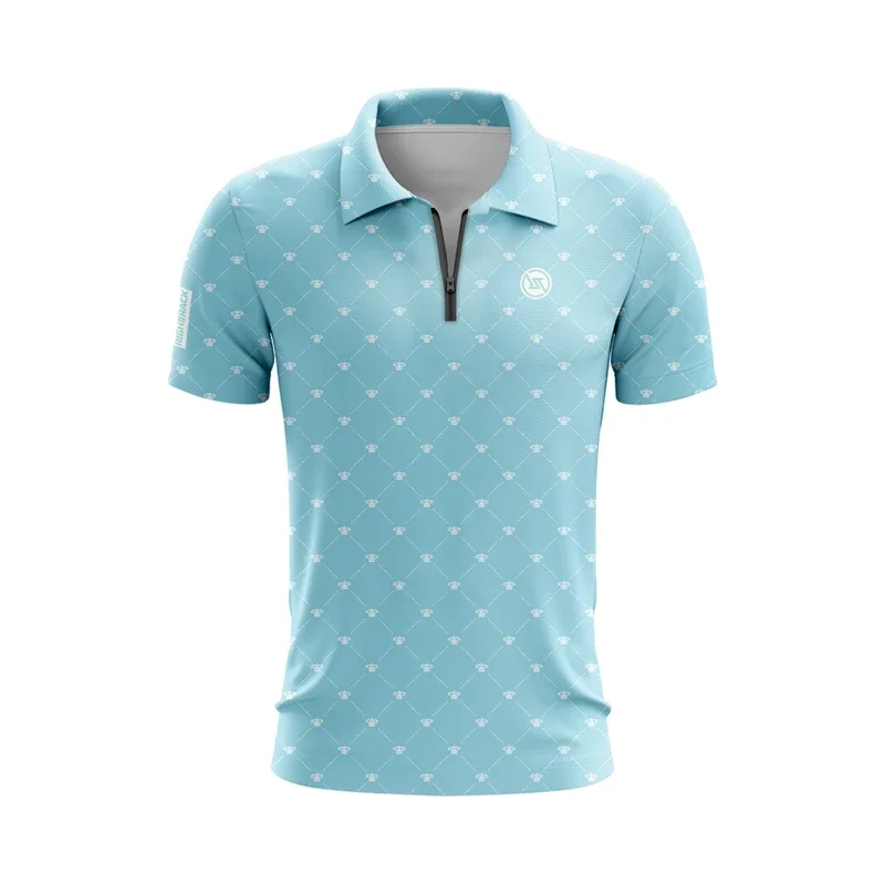 New Zippered Polo Shirt Casual Print Lapel Men's Clothing Outdoor Golf Billiards Bowling RIGHTTRACK Sportswear