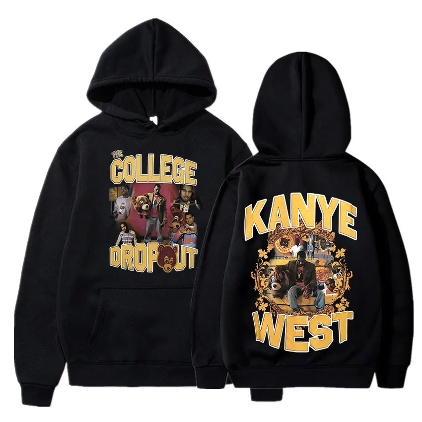 

Kanye West Hoodie College Dropout Music Album Sweatshirts Men Women Graphics Print Hoodie 90s Vintage Hip Hop Casual Pullover