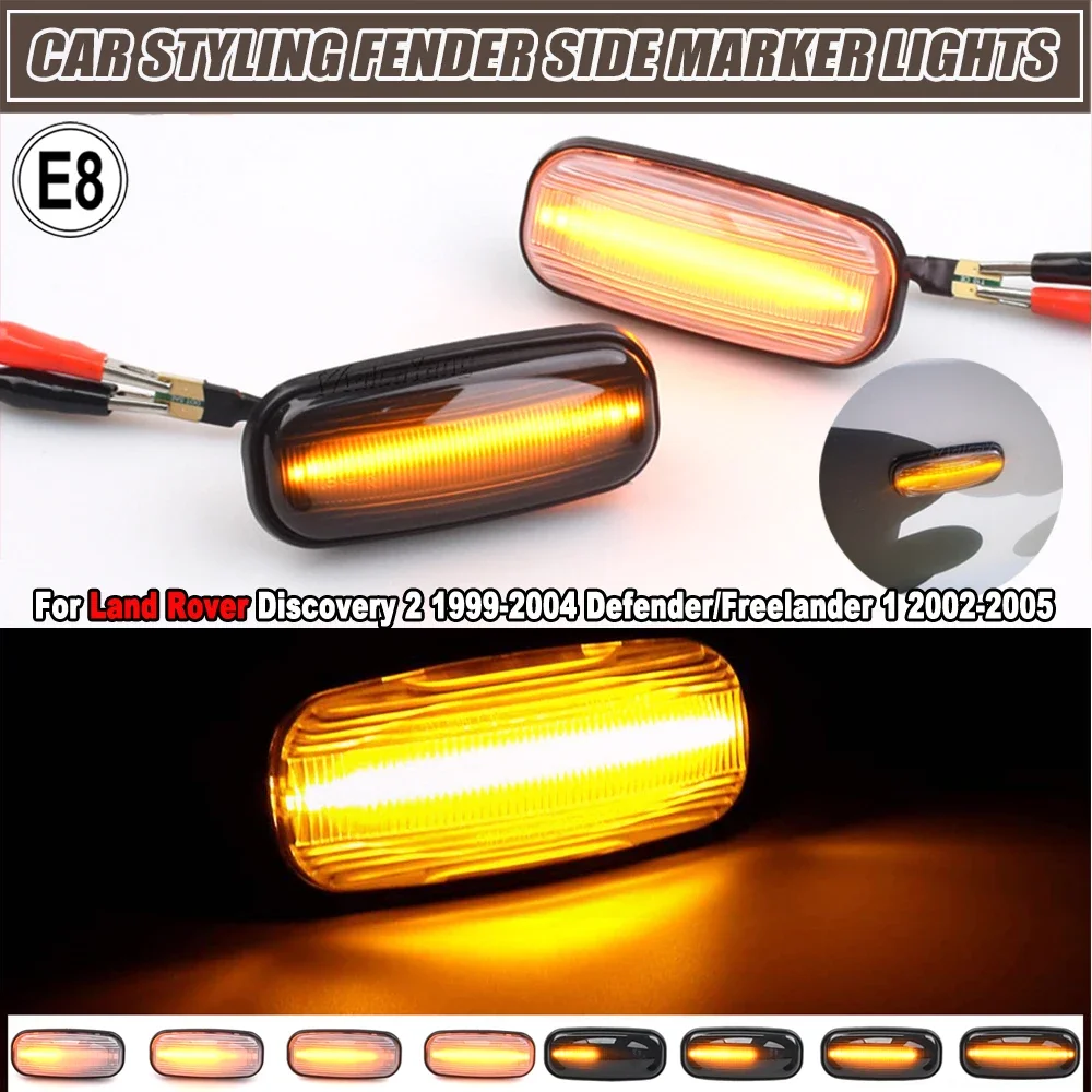 For Land Rover Discovery 2 Defender Td5 Freelander 1 LED Dynamic Side