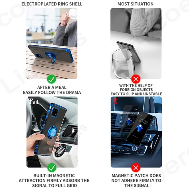 Plating Ring Bracket Soft Silicone Stand Phone Case with Car Holder