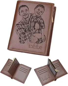 Portafoglio inciso personalizzato, portafogli RFID con foto personalizzate per uomo, marito, papà, figlio, regali personalizzati per il giorno dell'anniversario del compleanno 1