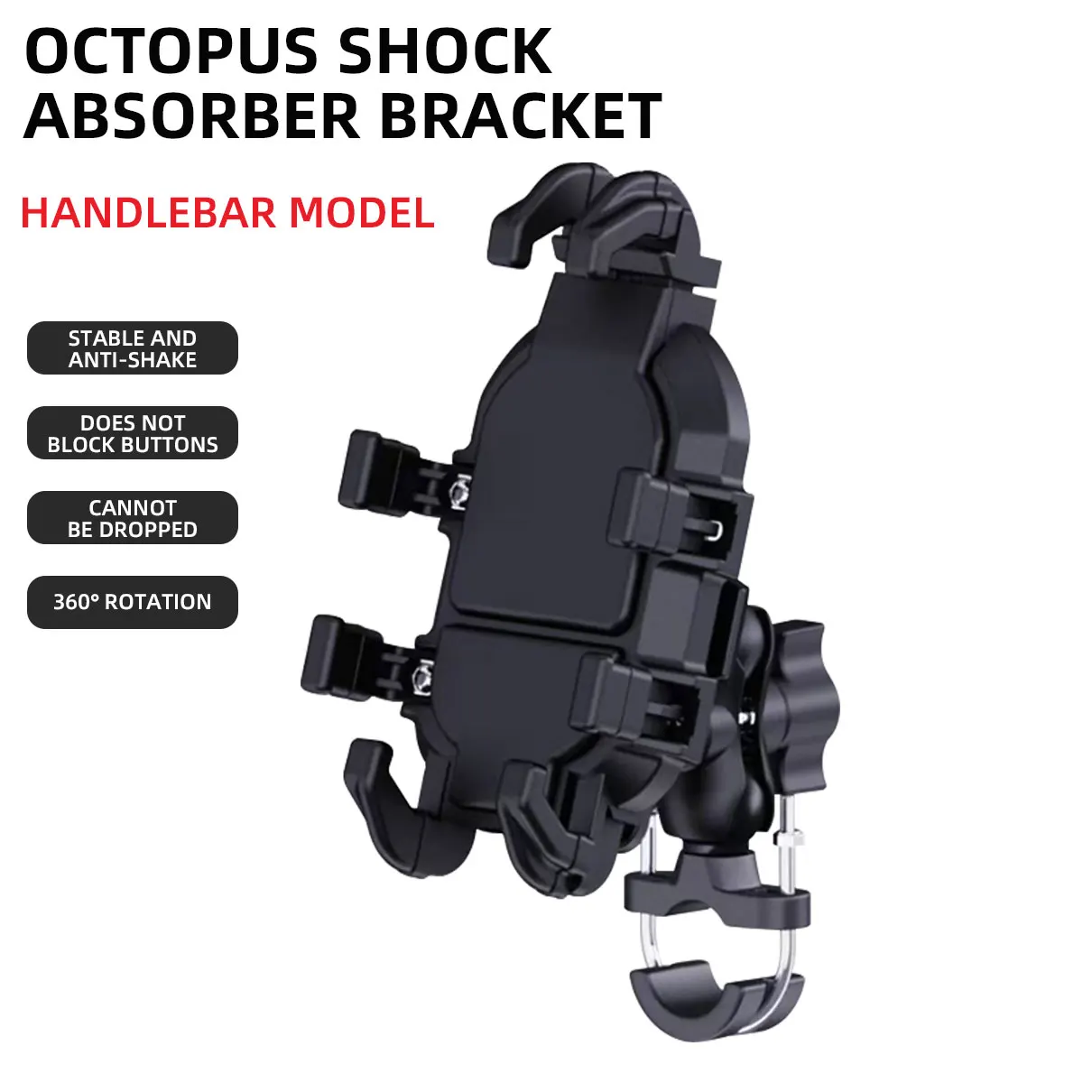 Premium Shock-Absorbing Motorcycle Phone Holder - Stable, Anti-Shake, 360° Adjustable Handlebar Mount