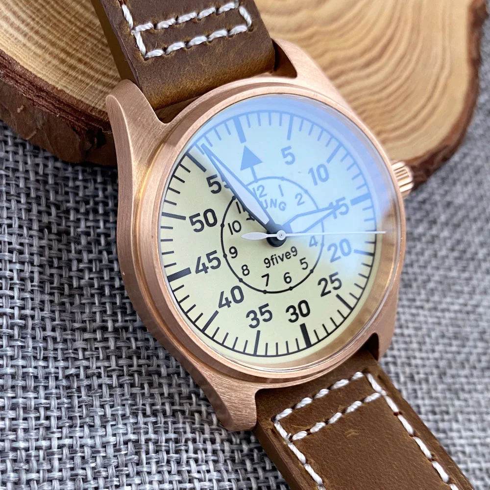 Tandorio Real Bronze Pilot Diver Automatic Watch for Men 20bar Waterproof Wristwatch Vintage White Dial Full Lumious Relojes