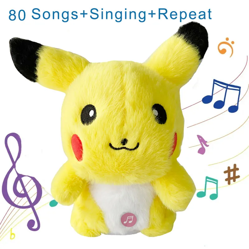 Parlant Pikachu Parler Répéter Chanter Jouet Animal Imitant Jouet 80  Chansons Musique avec LED lumière Interactive Jouets En Peluche pour Bébé