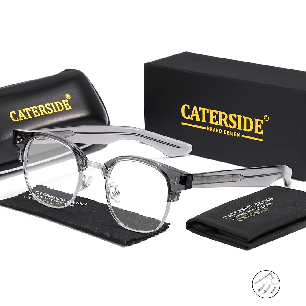 CATERSIDE Unisex-Optikbrille, maßgeschneiderte runde Gläser mit Brechungsindex 1,56, verschreibungspflichtige Brillen, klassische modische Lesebrille – Detail 12