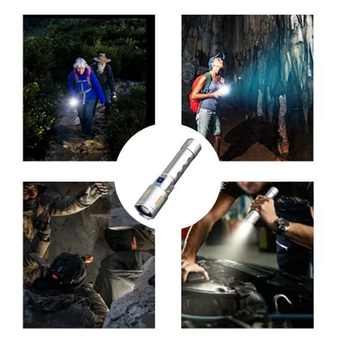 BAAU Led Rechargeable Aluminum Alloy Flashlight Outdoor Multi-Function Retractable Flashlight Convenient Lighting