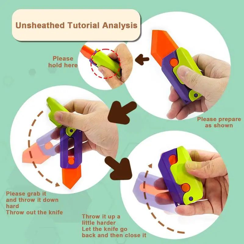 Retractable Carrot Knife Toy 3D Printing Gravity Cutter Sensory Toys Portable Anger Relief Toy For Outdoor Travel Subway Working