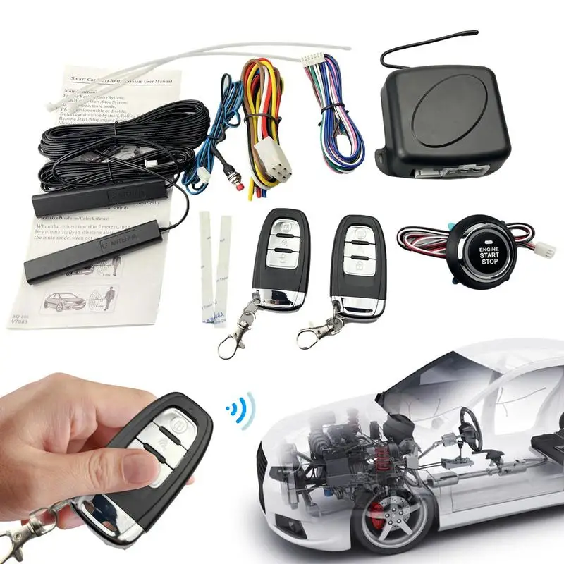 

Universal Car Alarm Auto Start Stop System Remote Control Keyless Entry Car Kit Keyless Push Start Alarm System Car Accessorie