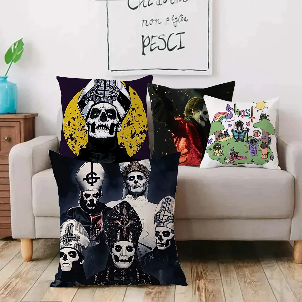 Rock band  Pillow Covers G-GhostS Band Cartoon Sofa Decorative Home Double-sided Printing Short Plush Cute Cushion Cover 2