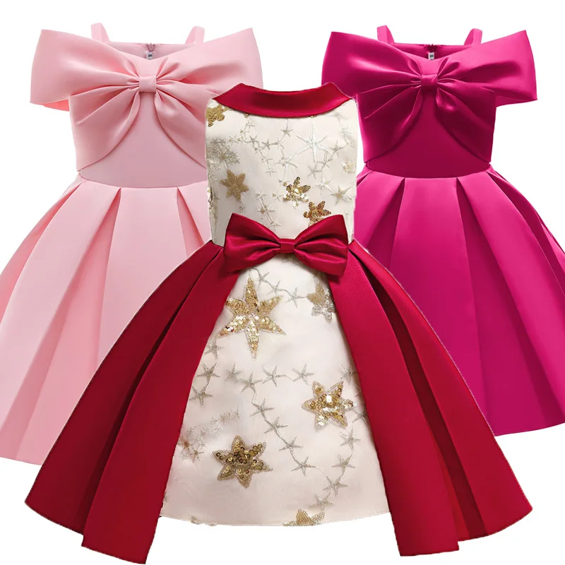 

Summer New Children Costumes For Kids Striped Wedding Bridesmaid Dresses For Girls Carnival Evening Clothing Vestido 3-10 Age
