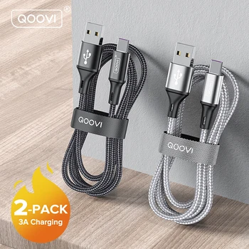 Кабель QOOVI 3A USB Type C кабель для быстрой зарядки для Xiaomi Mi11 Samsung S21 A71 Huawei кабель для быстрой зарядки
