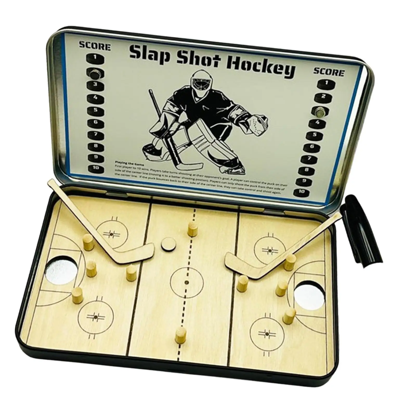 Mini Table Hockey Game 7 inch Compact Desktop Sports Game Kids Airplane Toy