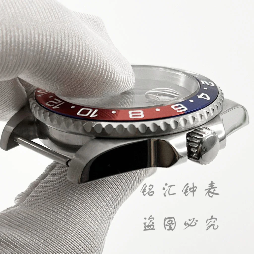 High-Quality 40MM GMT Watch Case with Aluminum Bezel, Stainless Steel Finish