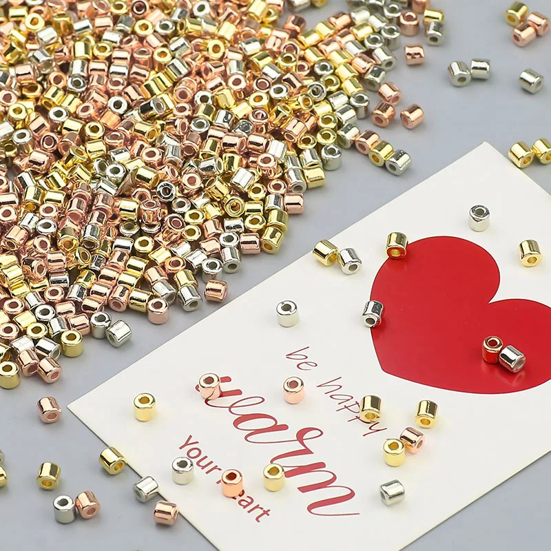 200/100 шт., 4 мм, цилиндрические золотистые/Серебристые бусины-разделители