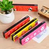 Harmonica Wooden Painted Double Row 16 Holes 24 Holes Can Blow Harmonica Children's Musical Instruments Toy Mouth Organ 1