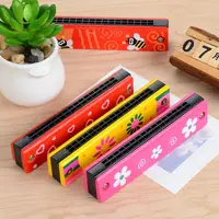 Harmonica Wooden Painted Double Row 16 Holes 24 Holes Can Blow Harmonica Children's Musical Instruments Toy Mouth Organ 1