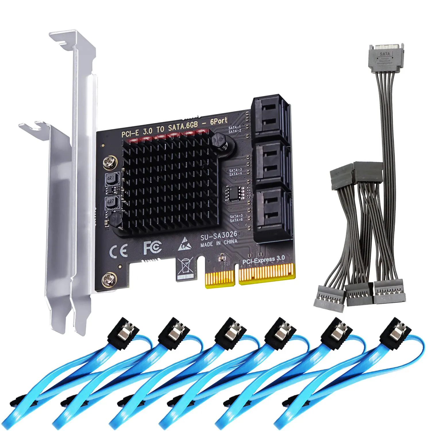 PCIe SATA Adapter Card with Port SATA III 6Gbps (Including SATA - Main Image