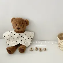 

Newborn Baby Saliva Towel Three Layer Cotton Gauze Fashion Round Floral Cute Polka Dot Print Petal Shaped Bib Anti Dirty Bib New