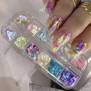 Nail Art Aurora Shell Fiocchi Abalone Unghie Charms 3D Fetta irregolare Conchiglia Pietra Paillettes Decorazione Nail Art Accessorio per manicure