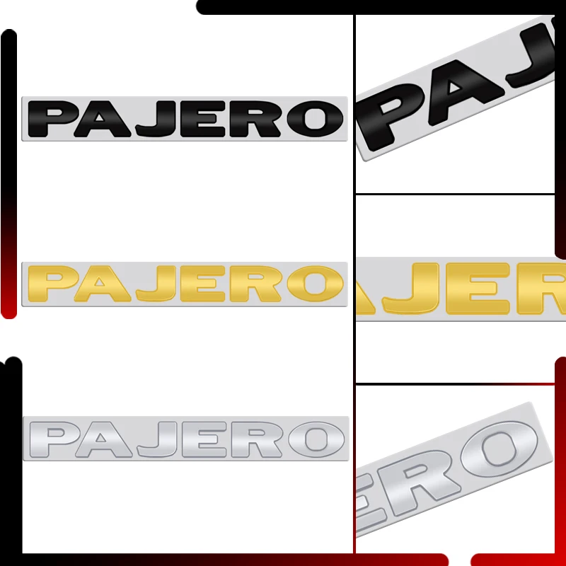 PAJERO 금속 차체 엠블럼 밝은 블랙 크롬 실버 골든 옐로우 배지, 미쓰비시 액세서리용 3D 스티커 테일 데칼