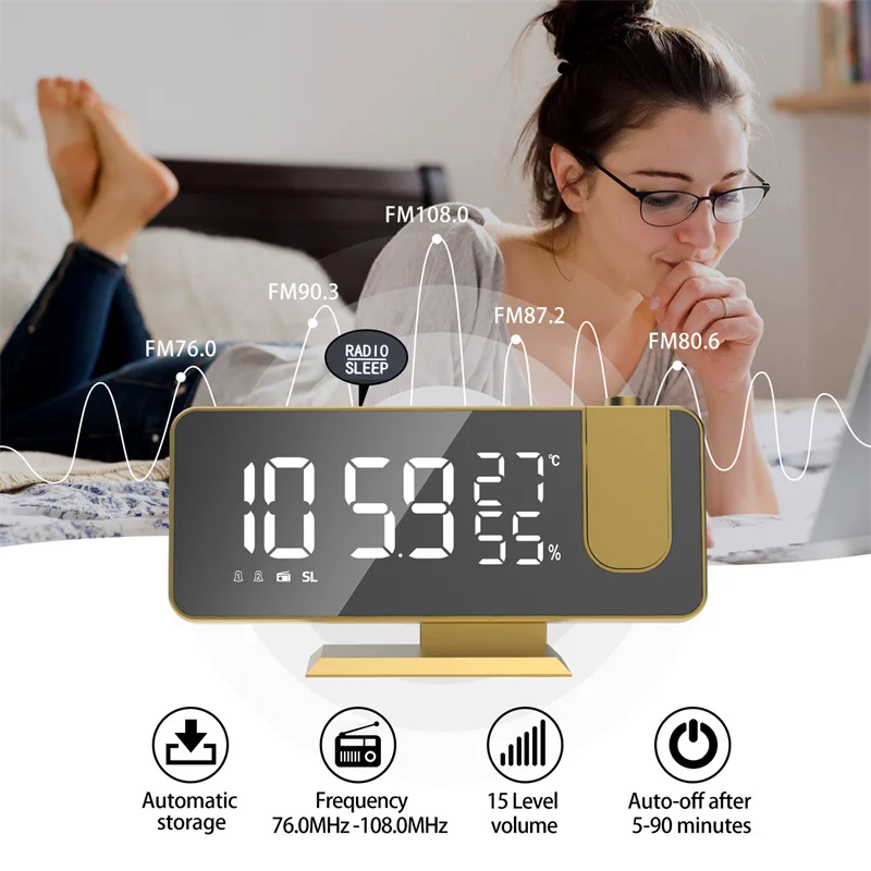  Newentor Reloj despertador de proyección para techo de  dormitorio, relojes con proyector atómico con función WWVB, reloj de  proyección con humedad de temperatura interior y exterior, previsión :  Hogar y Cocina