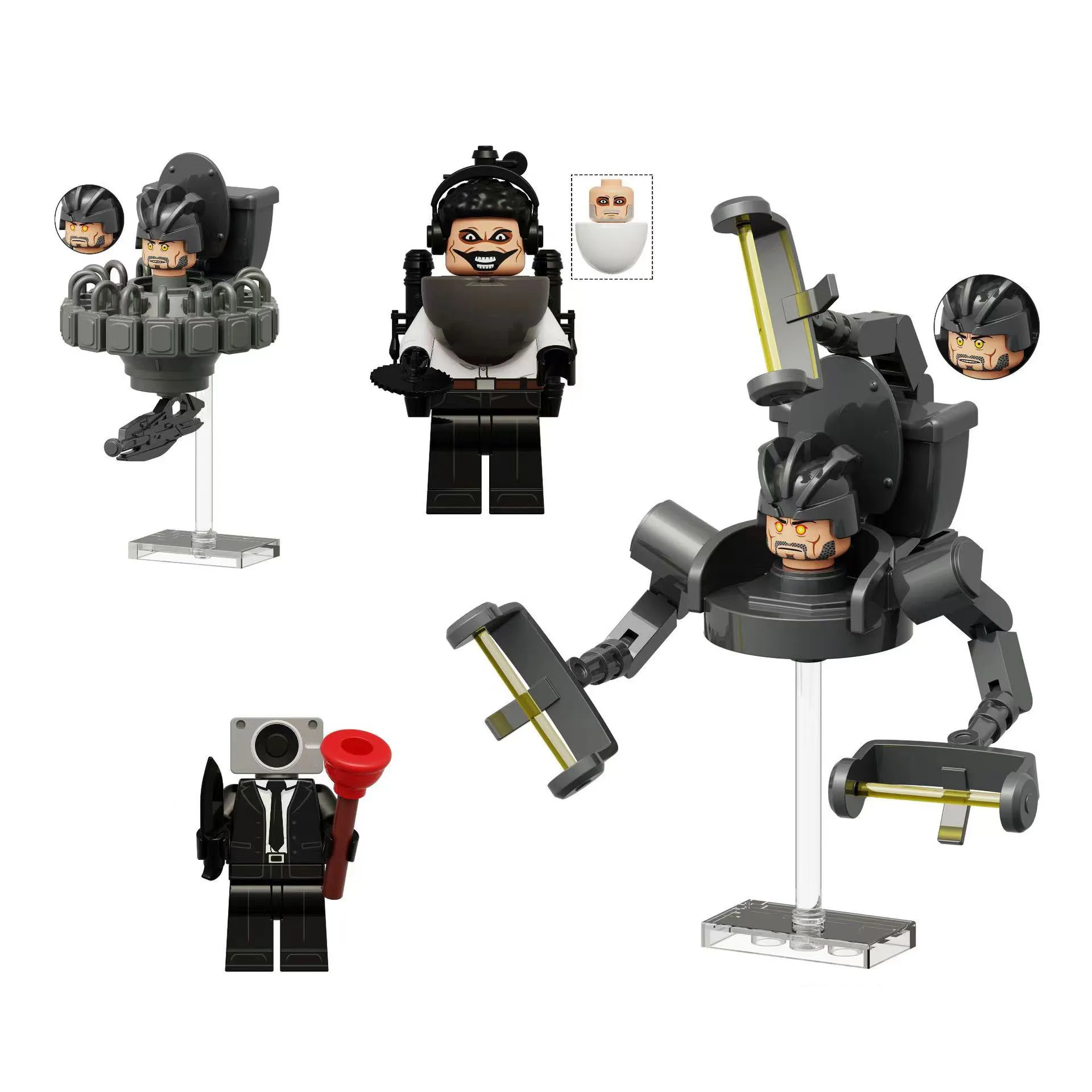 KDL828 Skibidi Toilet Mini Model Brick Suspended Toilet Man MOC Puzzle Assemble Action Figure Building BlocksToys Birthday Gifts 5