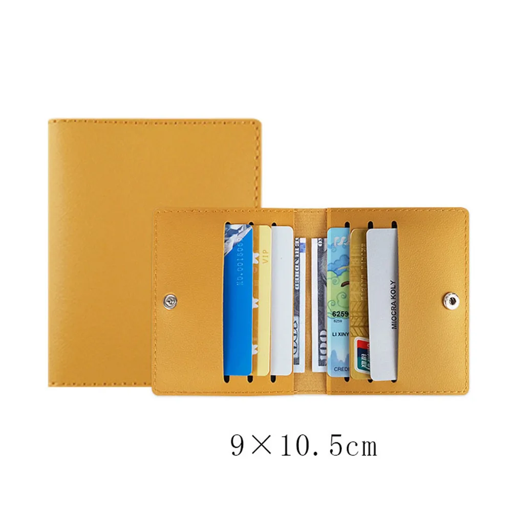 10.5*9cm Men Women PU Leather Solid Color Card Cover Case Pocket Wallets Small Card Holder Pouch Card Holder Purse Wallet