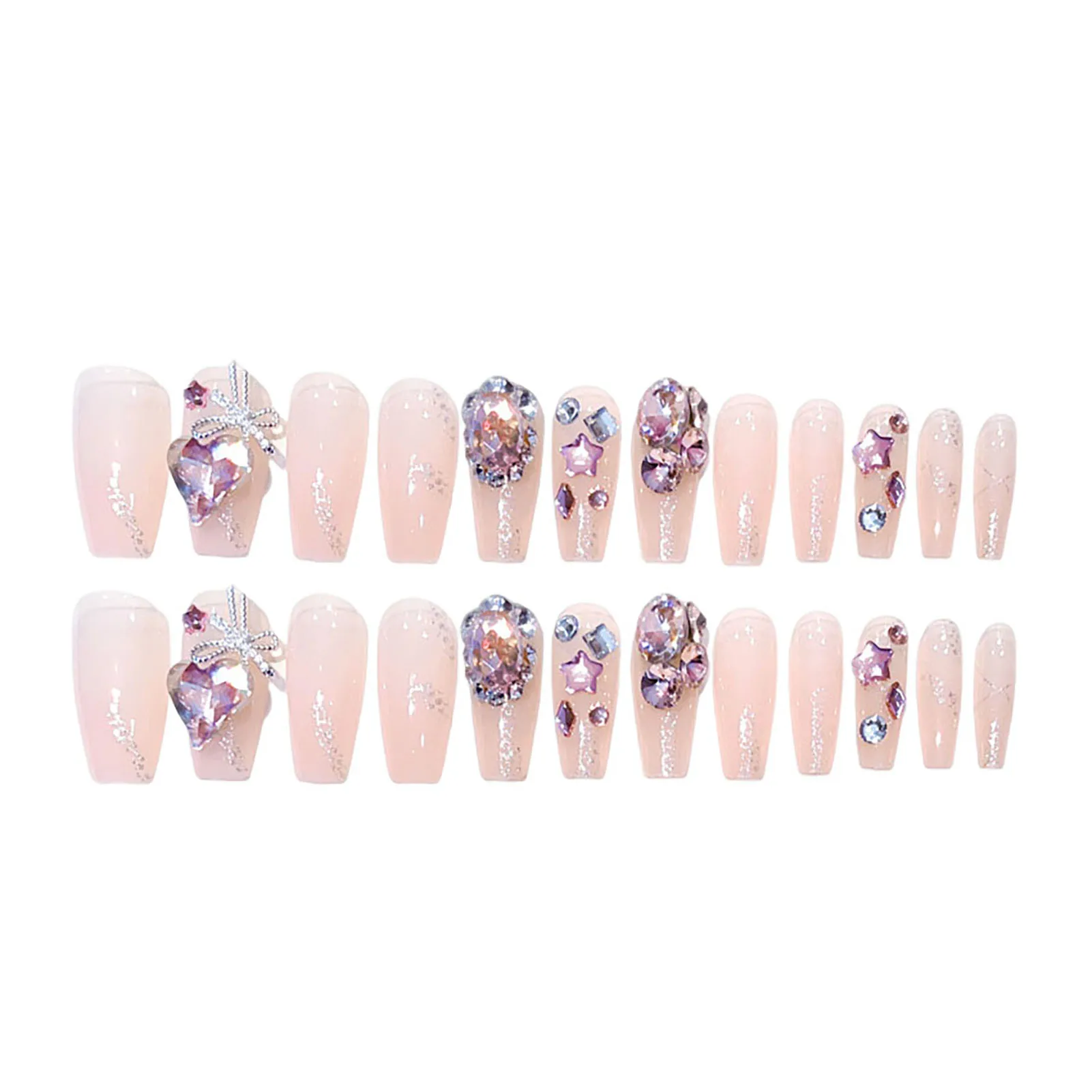 

Full Rhinestones Press-on Nail Nude Color Long Lasting Manicure Nail Art for Hand Decoration Nail Art
