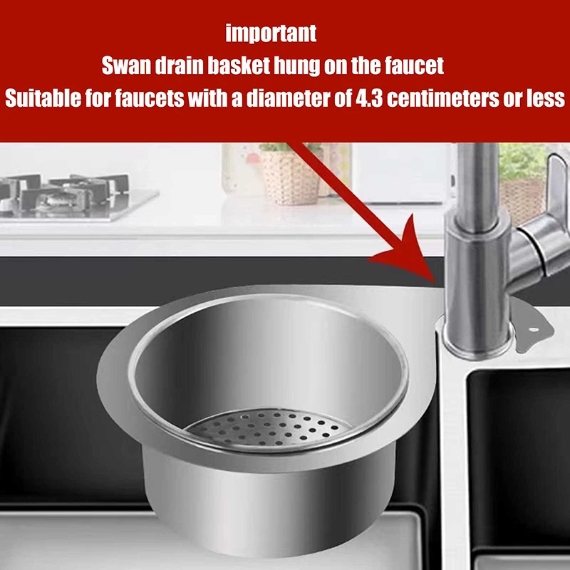 Sink Drain Basket Dish Filter Storage Shelf Kitchen Bathroom Stainless Steel