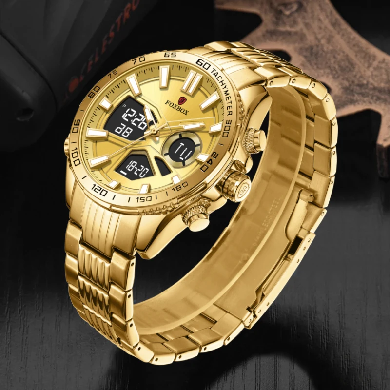 LIGE Sport Watches for Men Strong Luminous Dual Display Waterproof Quartz Genuine Stainless Steel Wristwatch Relogio Masculino