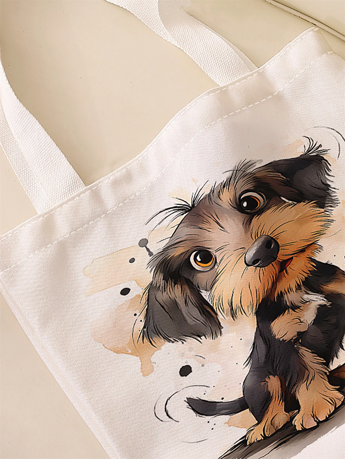 Cartoon dog printed casual handbag, reusable fashionable backpack, multifunctional handbag, canvas shopping bag
