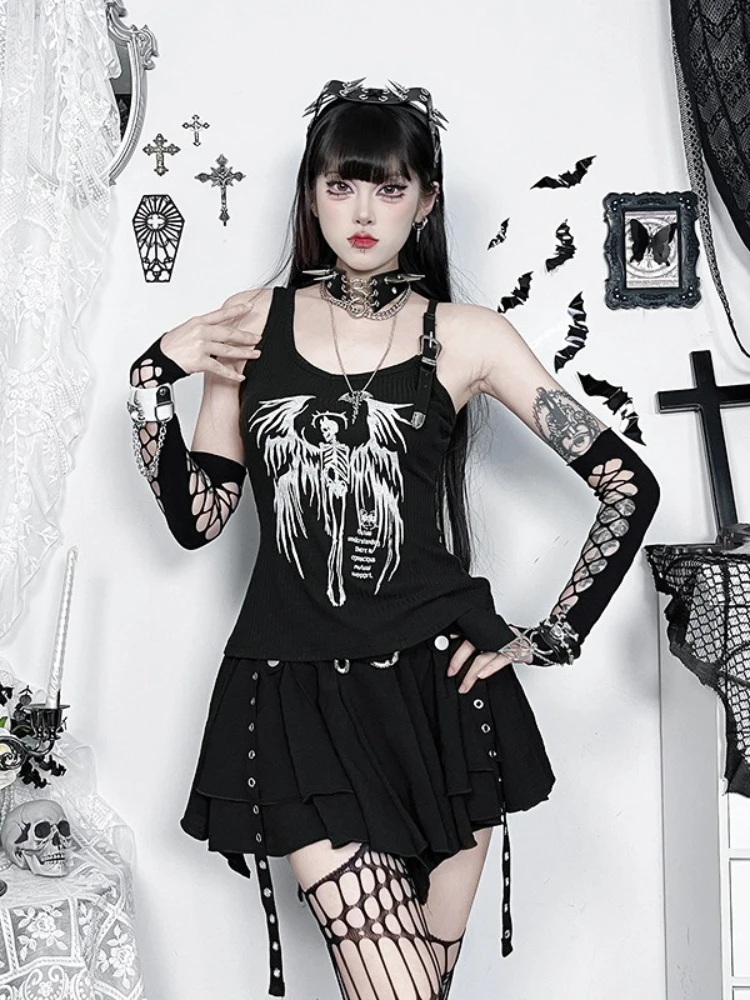 AltGoth Gothic Dark Vest Women Cyber Punk Streetwear Harajuku