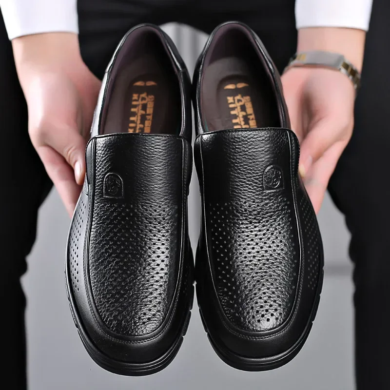 

Genuine Leather Handmade Shoes 2023 Casual Shoes For Men Flat Platform Walking Shoe Outdoor Footwear Loafers Breathable Sneakers