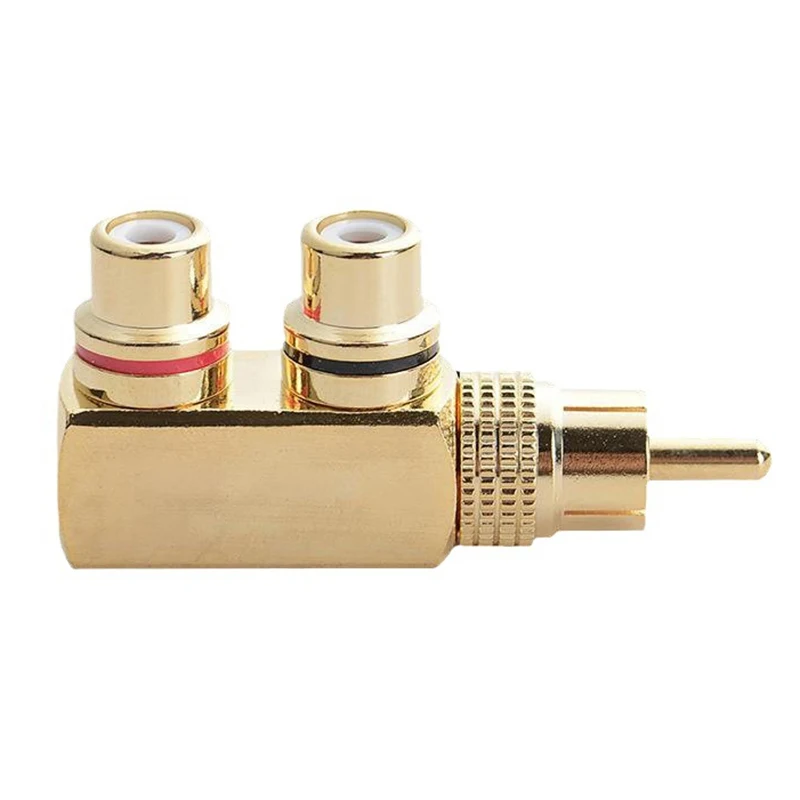 Gold Plated AV Audio Splitter Plug RCA Adapter 1 Male To 2 Female F Connector Tool